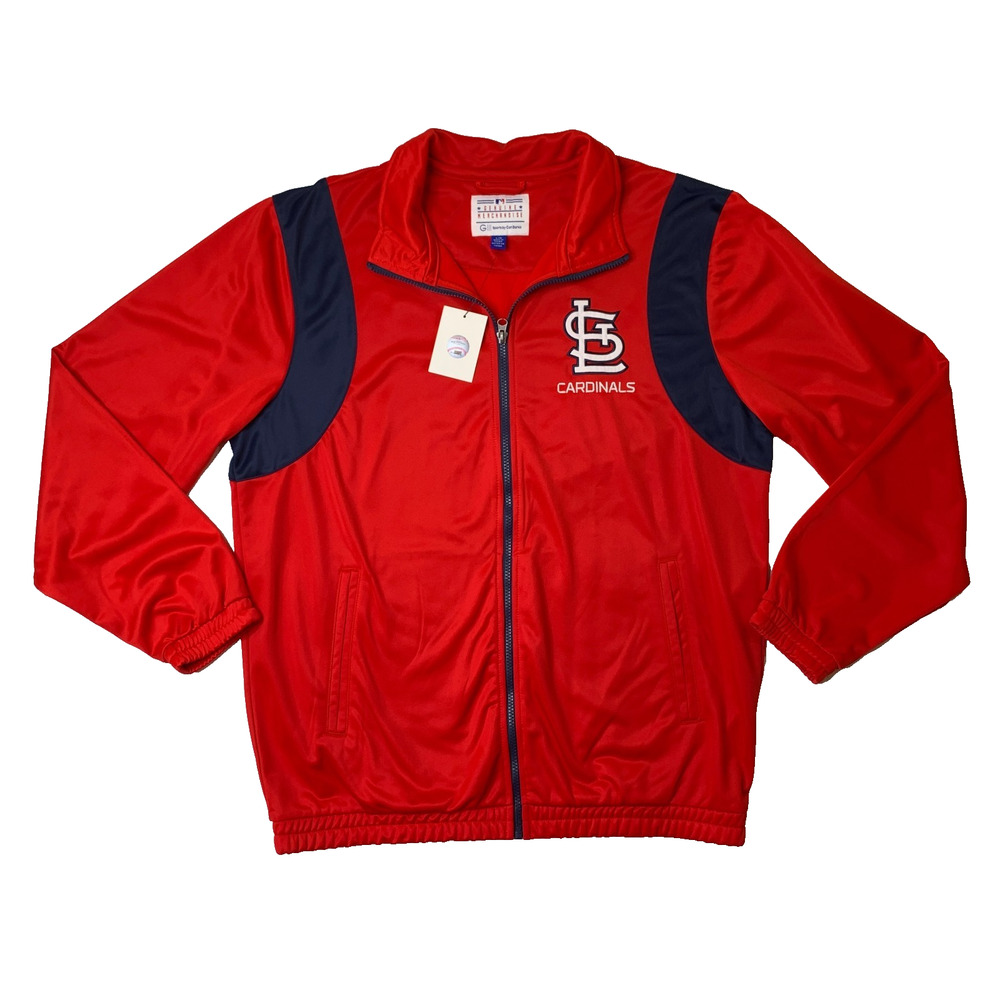 St. Louis Cardinals Jacket Men L Large Red Navy Fleece Lined Zip Up G-III Sports